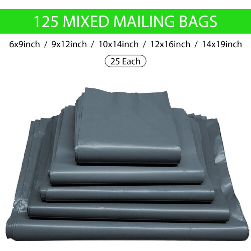 125 Mixed Plastic Mailing Postage Bags Strong Self Seal Postage Packaging Bag Parcels Packages