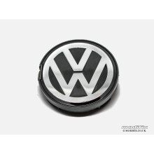 modifix-co-uk 4pcs VW Black & Chrome Alloy Wheel Centre Caps Hub Trim 56mm