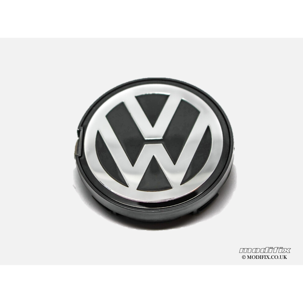 Modifix-Co-Uk 4Pcs Vw & Chrome Alloy Wheel Centre Caps Hub Trim 56Mm Black 071118194868
