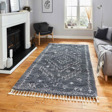 (Tribal - Grey, 120 x 170 cm) Tribal Shaggy Rug Scandi Living Room Bedroom Rugs Geometric Berber Style Nordic Shaggy Rugs Fringe Thick 5cm Pile Mat