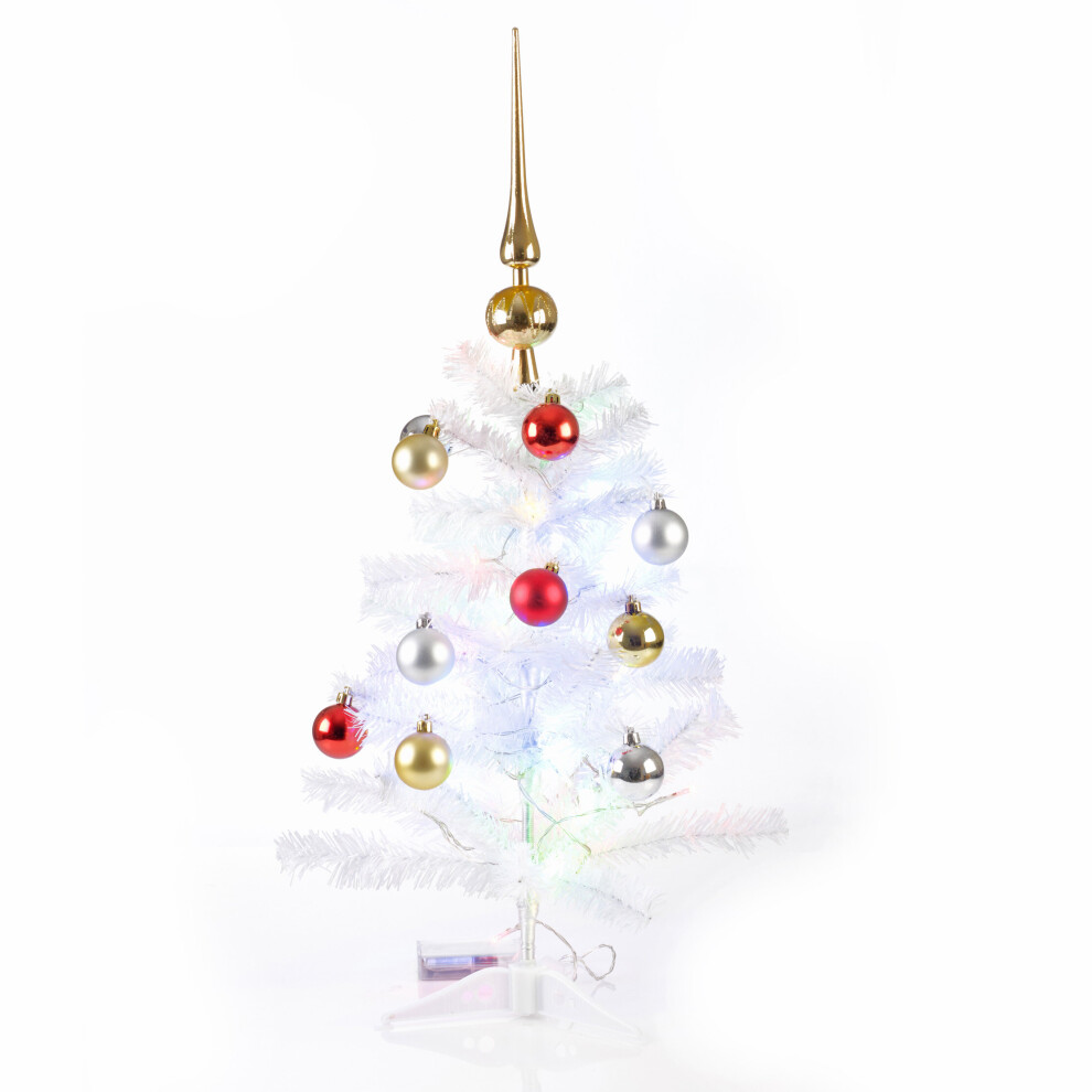 (White) Artificial Christmas Tree + Stand Green White 3ft