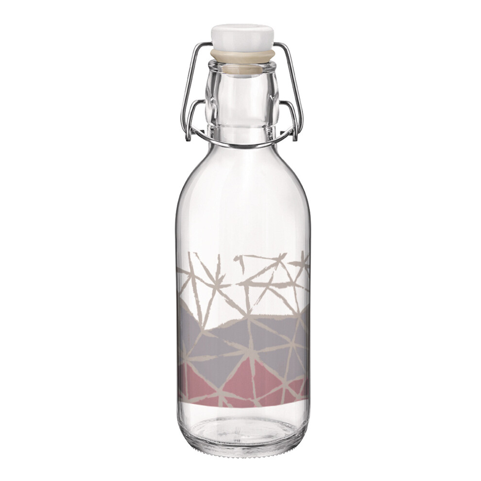 (Pink Weaves) 2 x Water 500ml Glass Swing Flip Top Lid Bottle