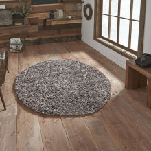 (Silver) Think Rugs Vista 3547 Shaggy Round Rug, 133 x 133 Cm