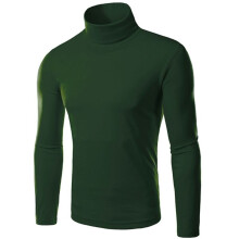 (Green, L) Mens High Neck Knitted Slim Fit Jumper Sweater Turtleneck Knitwear Pullover