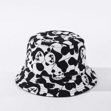 (Panda(Two-side)) Unisex Men Women Beach Sun Cap Black&White Print Folding Fisherman Bucket Hat