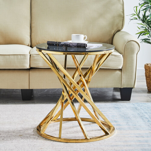 AINPECCA Gold Side Table Luxury Coffee Table Bedside Table 1