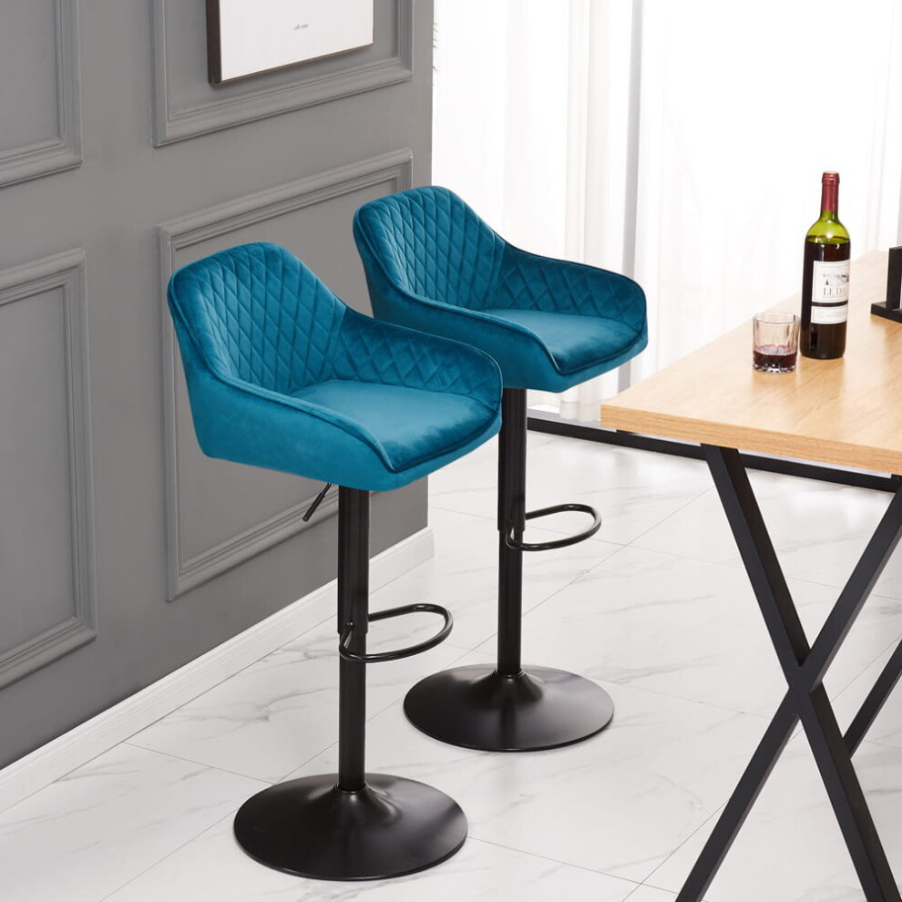 (Teal, 2 pcs) Bar Stools | Breakfast Chairs