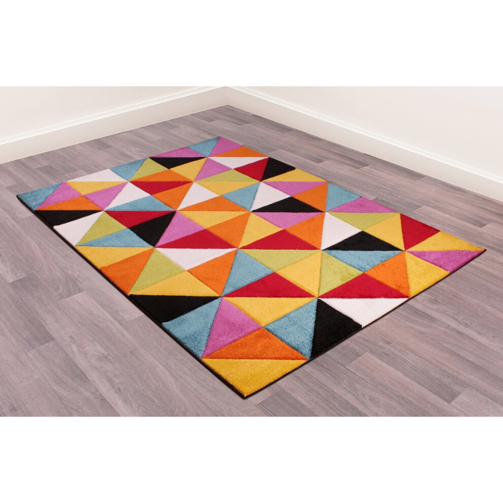 (66x230cm (2'5"x7'7") Hallway Runner) Spectra Carved Destin Bright Multi Colours Rug