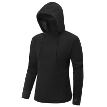 (Black, L) Mens Winter Warm Pullover Hoodie Sweatshirt Face Mask Tops Hoody Jumper Blouse