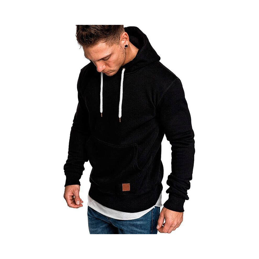 (Black, XL) Mens Comfy Casual Hoodies Sweatshirt Jumper Pullover Outwear Coat Tops