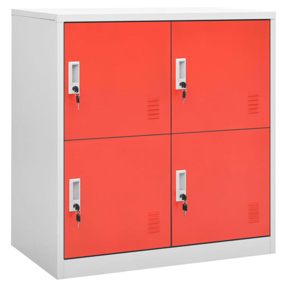 vidaXL Locker Cabinet Light Grey and Red Steel Wardrobe School Office Locker