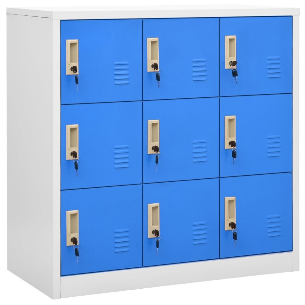 vidaXL Locker Cabinet Light Grey and Blue Steel Office School Storage Cabinet