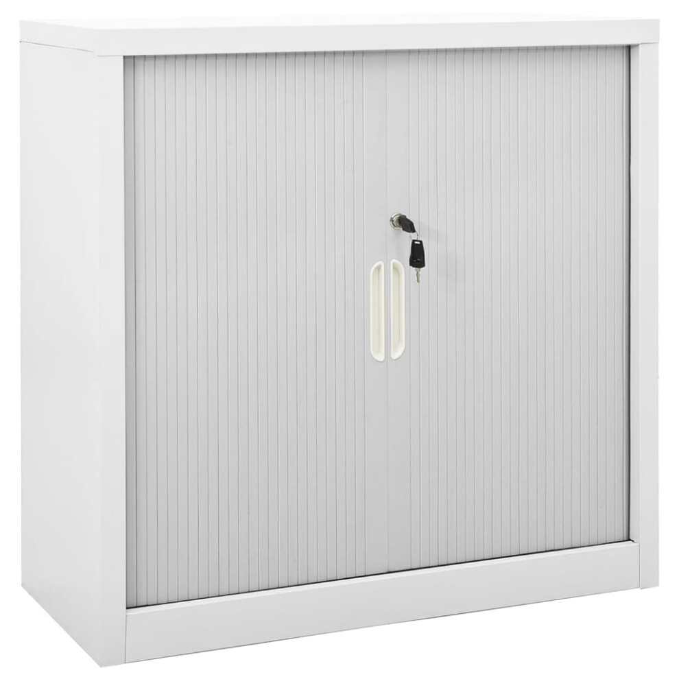 Vidaxl Sliding Door Cabinet Grey Steel Sideboard Cupboard Display Cabinet