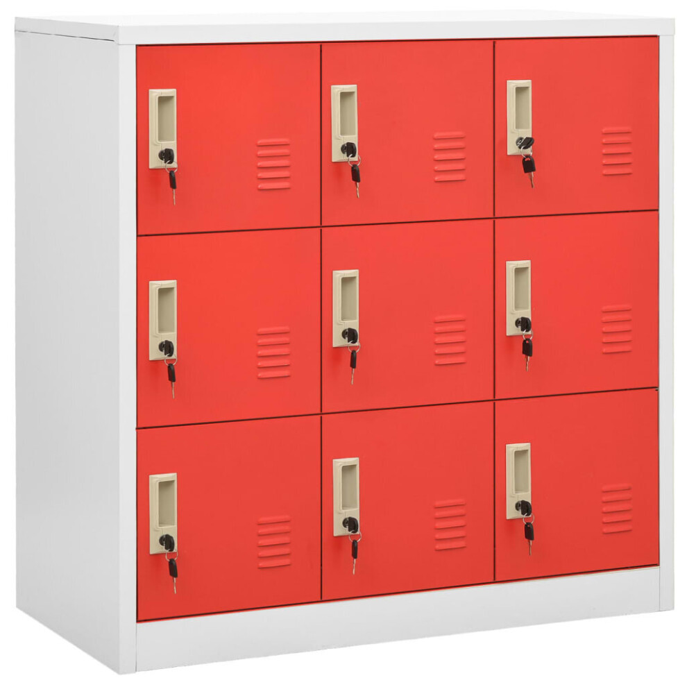 vidaXL Locker Cabinet Light Grey and Red Steel Office School Storage Cabinet