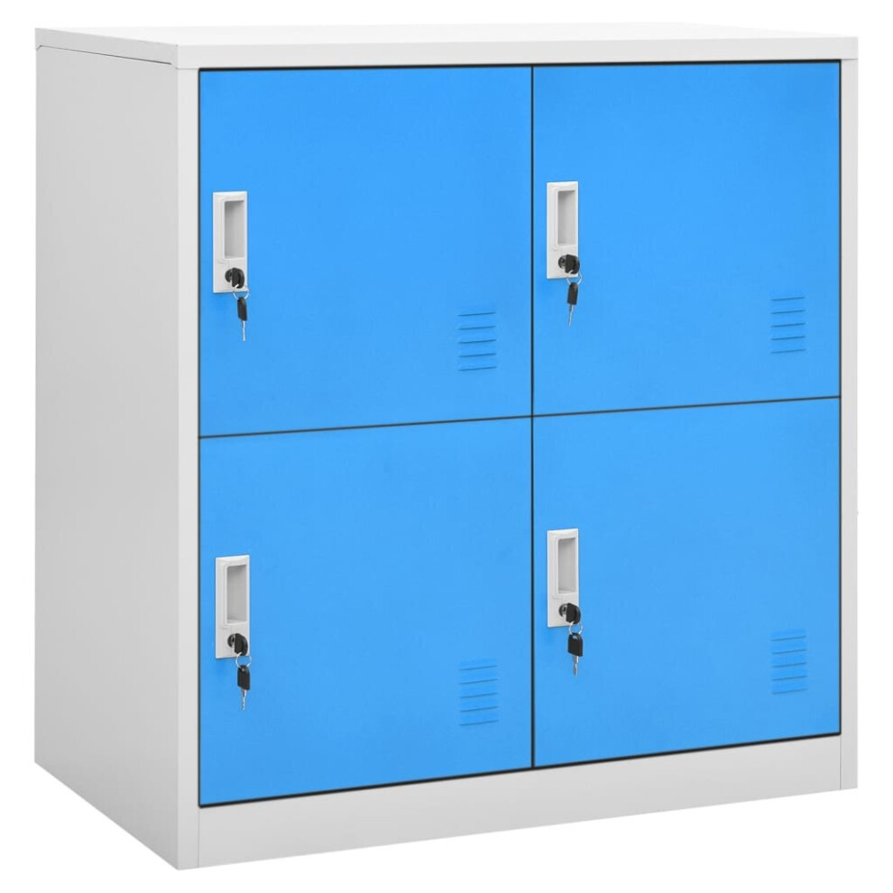 vidaXL Locker Cabinet Light Grey and Blue Steel Wardrobe School Office Locker