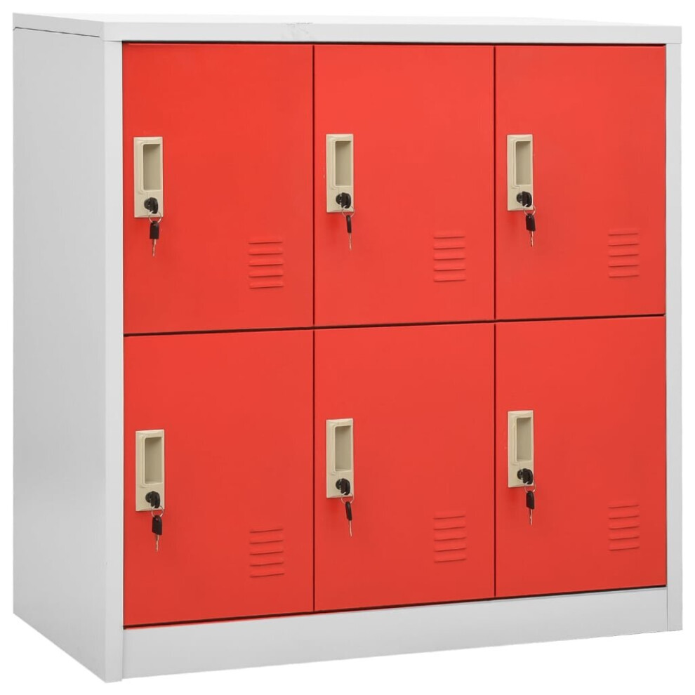 vidaXL Locker Cabinet Light Grey and Red Steel Wardrobe School Locker Cabinet