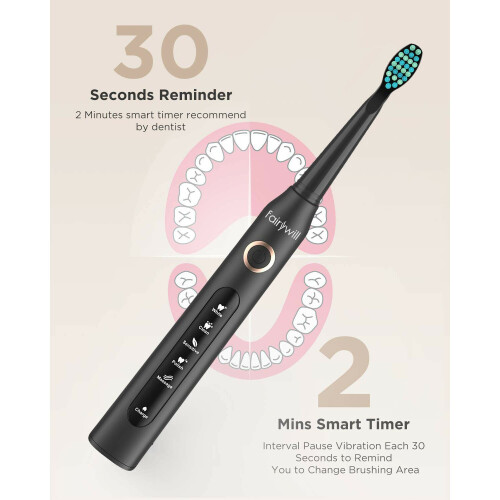 Fairywill Sonic Electric Toothbrush 5 Modes USB IPX7 Smart Timer 2