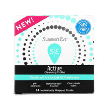 Summer's Eve, Active Cleansing Cloths, 14 Individually Wrapped Cloths