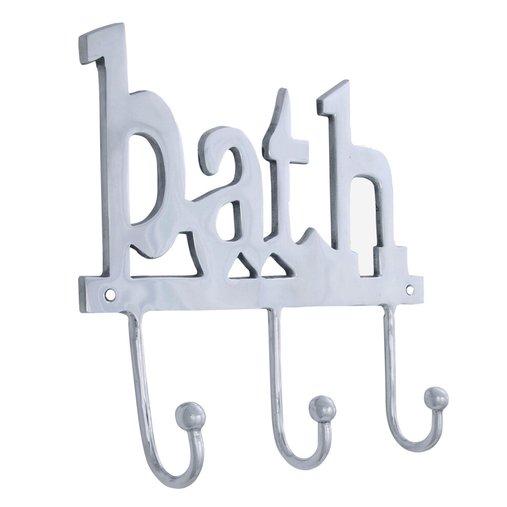 Homescapes Metal Coat Rack - Bath 3 Wall Hooks Silver