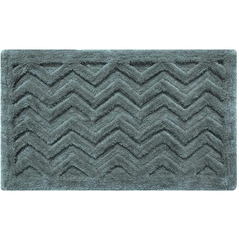 Homescapes (Grey) Chevron Pattern Thick Bathmat Grey