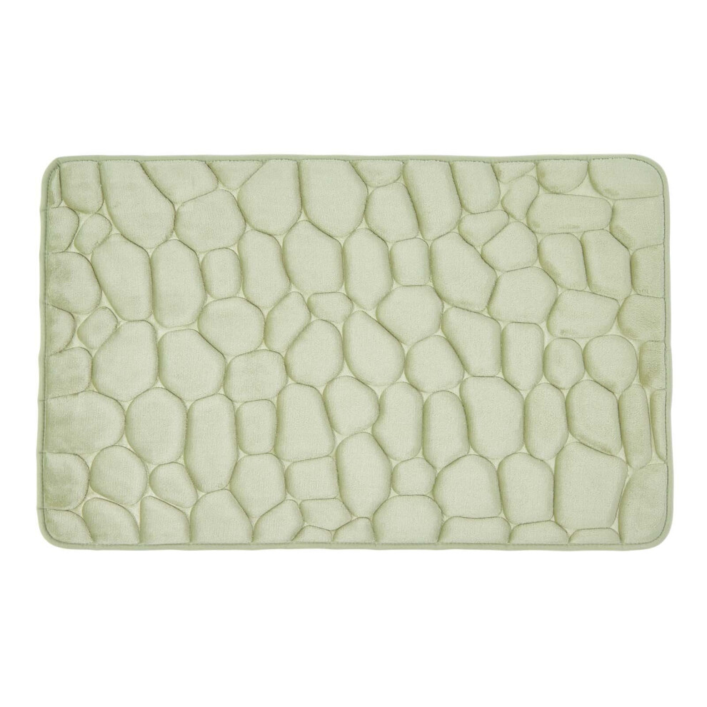 Homescapes (Sage Bath Mat) Memory Foam Pebble Design Bath Mat Green