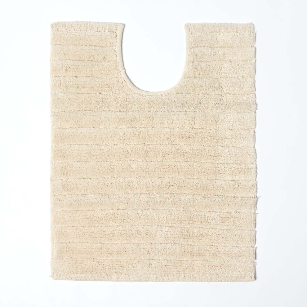 Homescapes (, Pedestal Mat) Ribbed Cotton Spa Style Bath Mat Cream