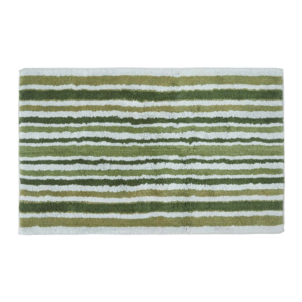 Homescapes (Green) Stripe Cotton Bath Mat Green