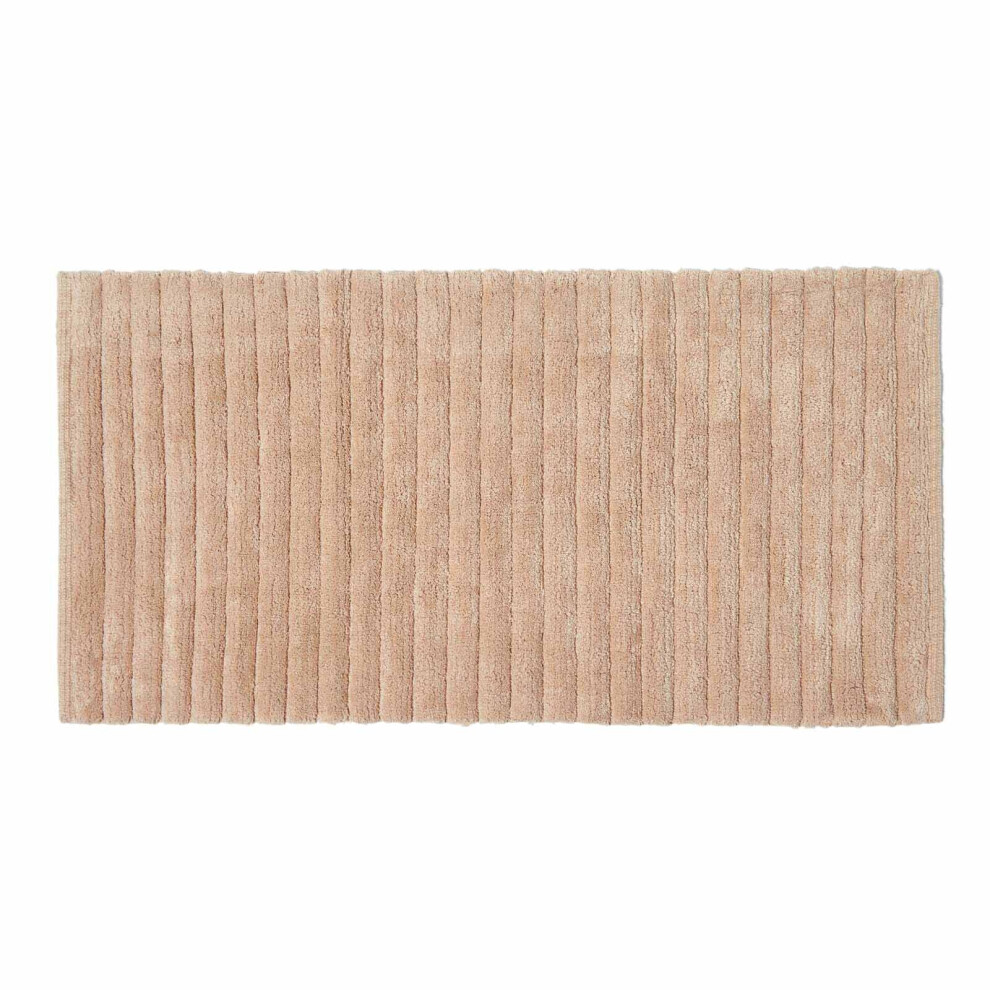 Homescapes (Beige, Bath Mat) Ribbed Cotton Spa Style Bath Mat Cream