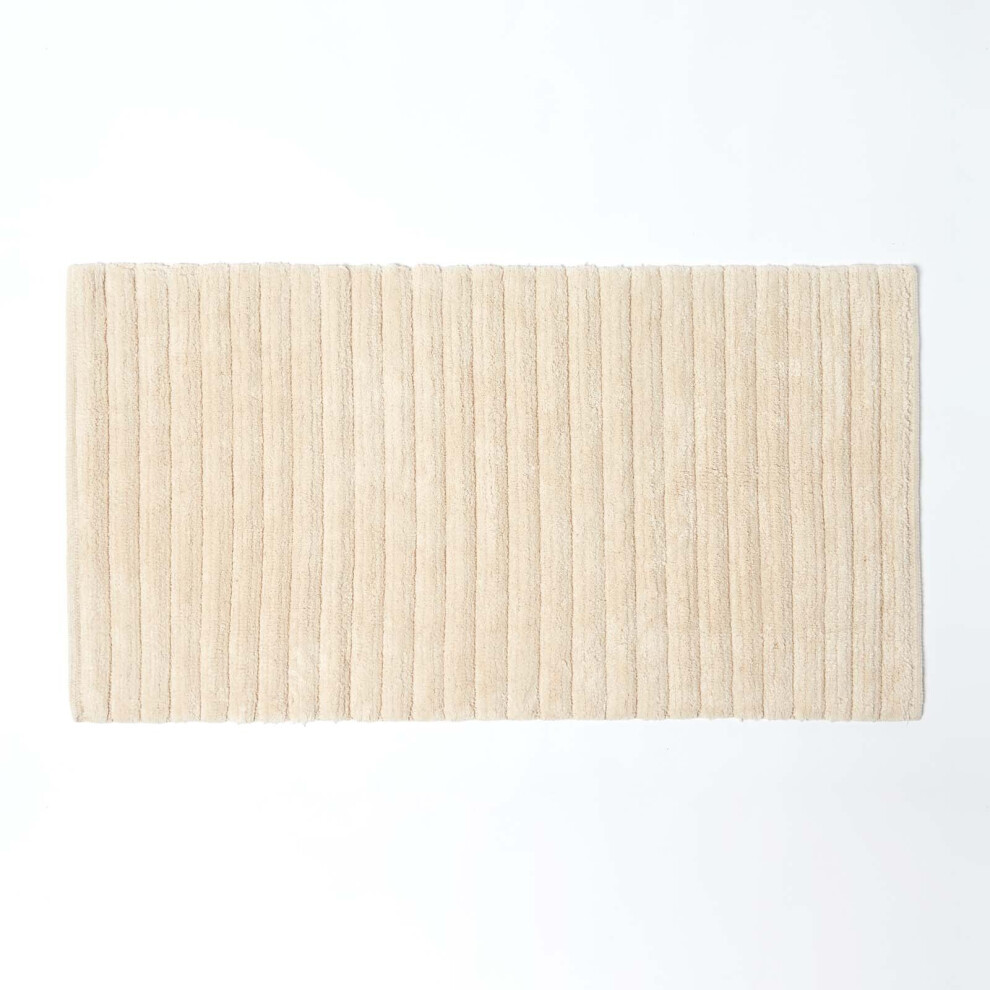 Homescapes (, Bath Mat) Ribbed Cotton Spa Style Bath Mat Cream