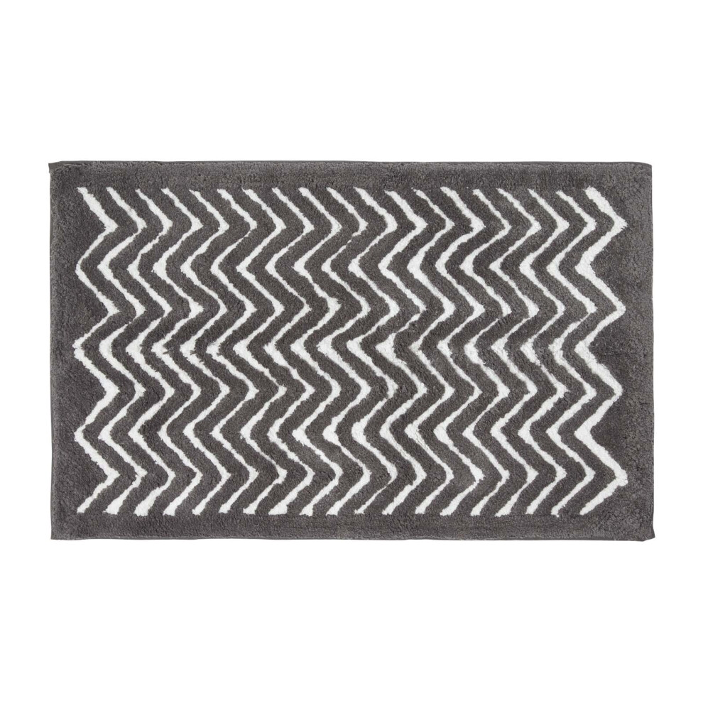 Homescapes (Grey) Chevron Cotton Bathmat Grey