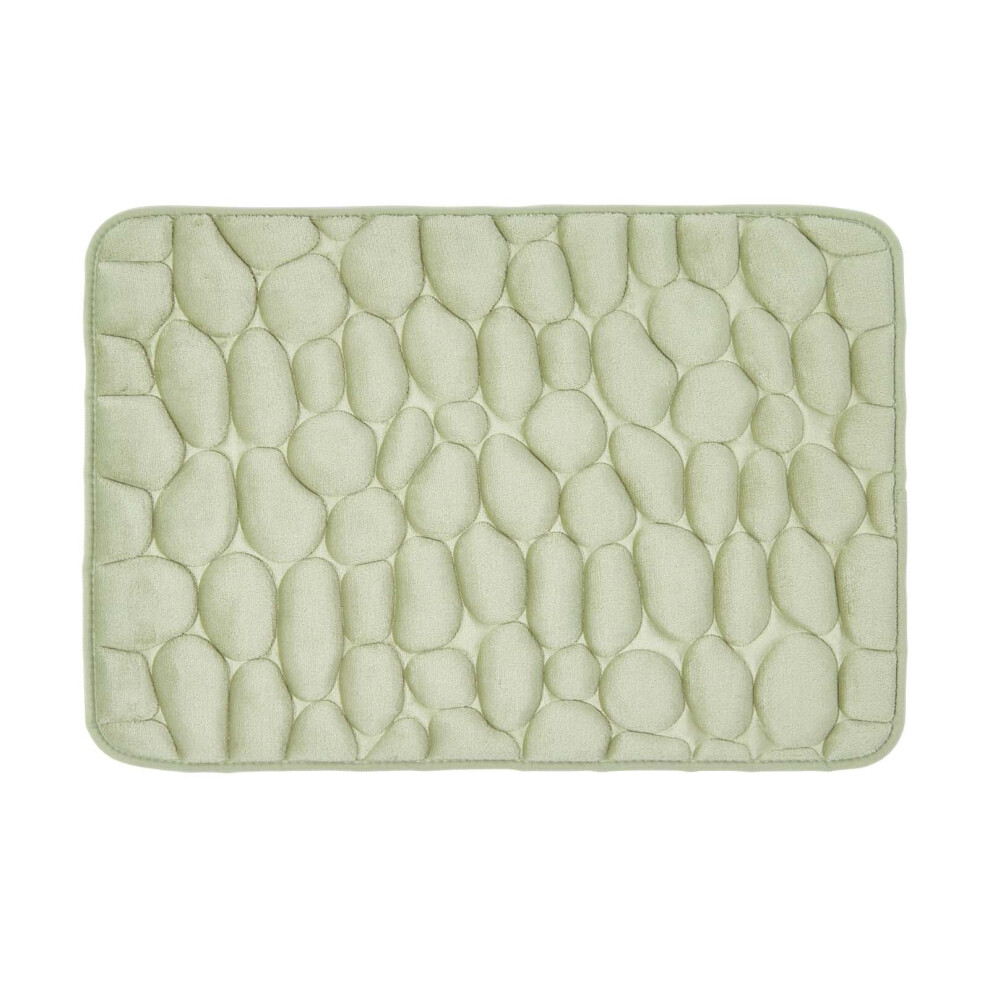 (Sage Green, Shower Mat) Memory Foam Pebble Design Bath Mat