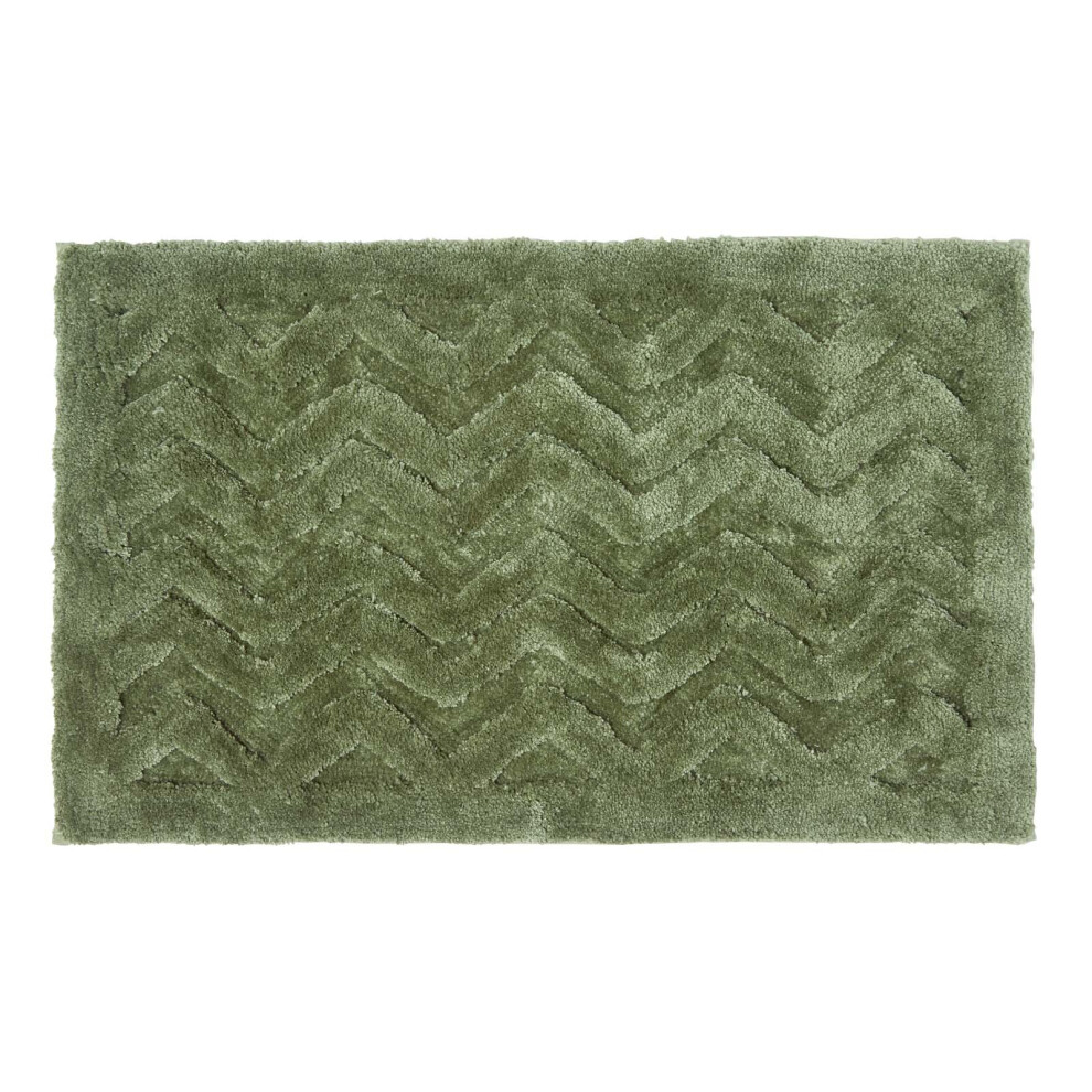 Homescapes (Green) Chevron Pattern Thick Bathmat Green