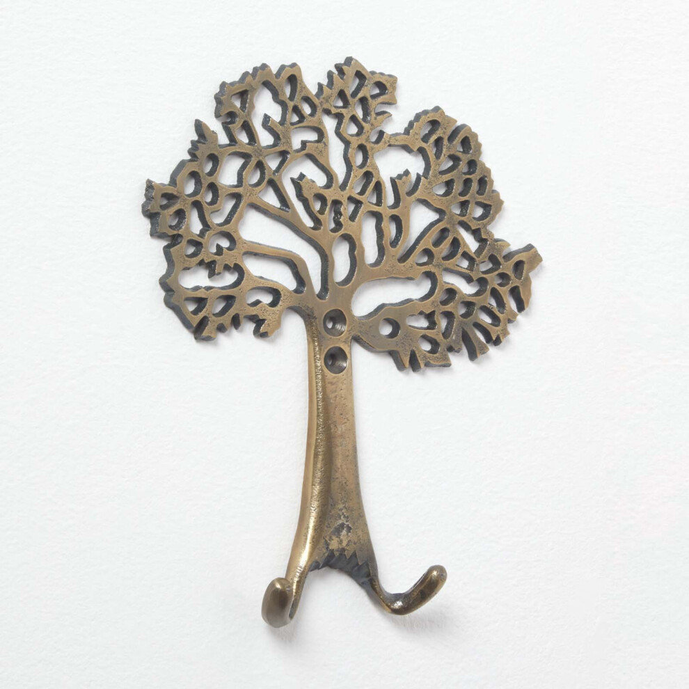 Homescapes Tree Of Life Wall Mounted Coat Hook Gold