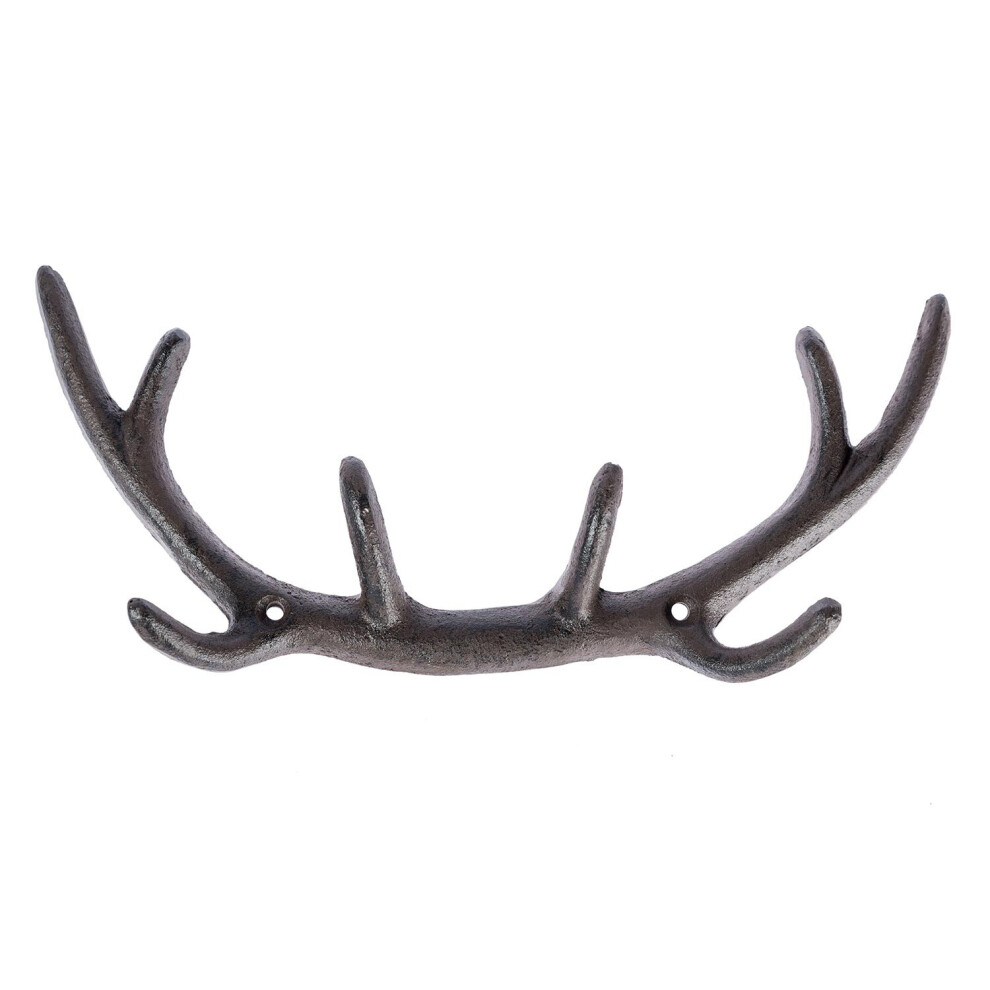 Homescapes Deer Antler Cast Iron Coat Hook, 8 Hooks Brown