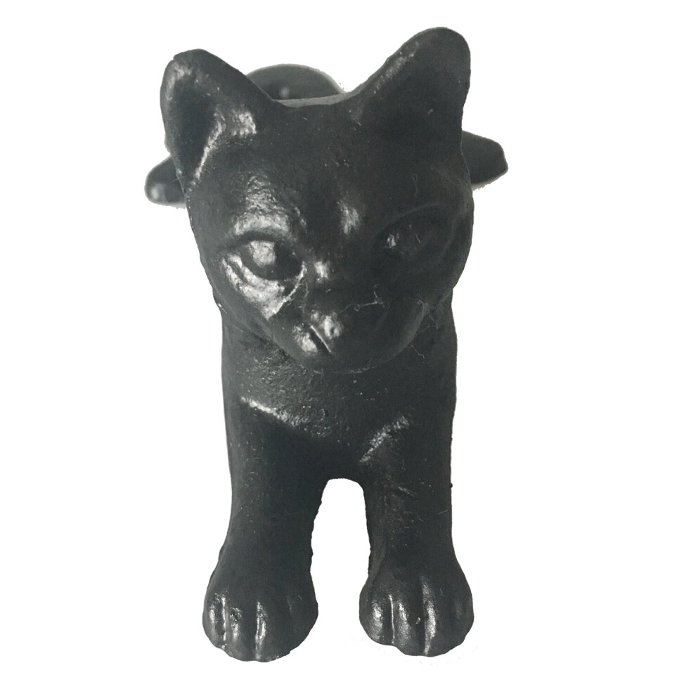 Homescapes Heavyweight Cast Iron Cat Door Stop Black