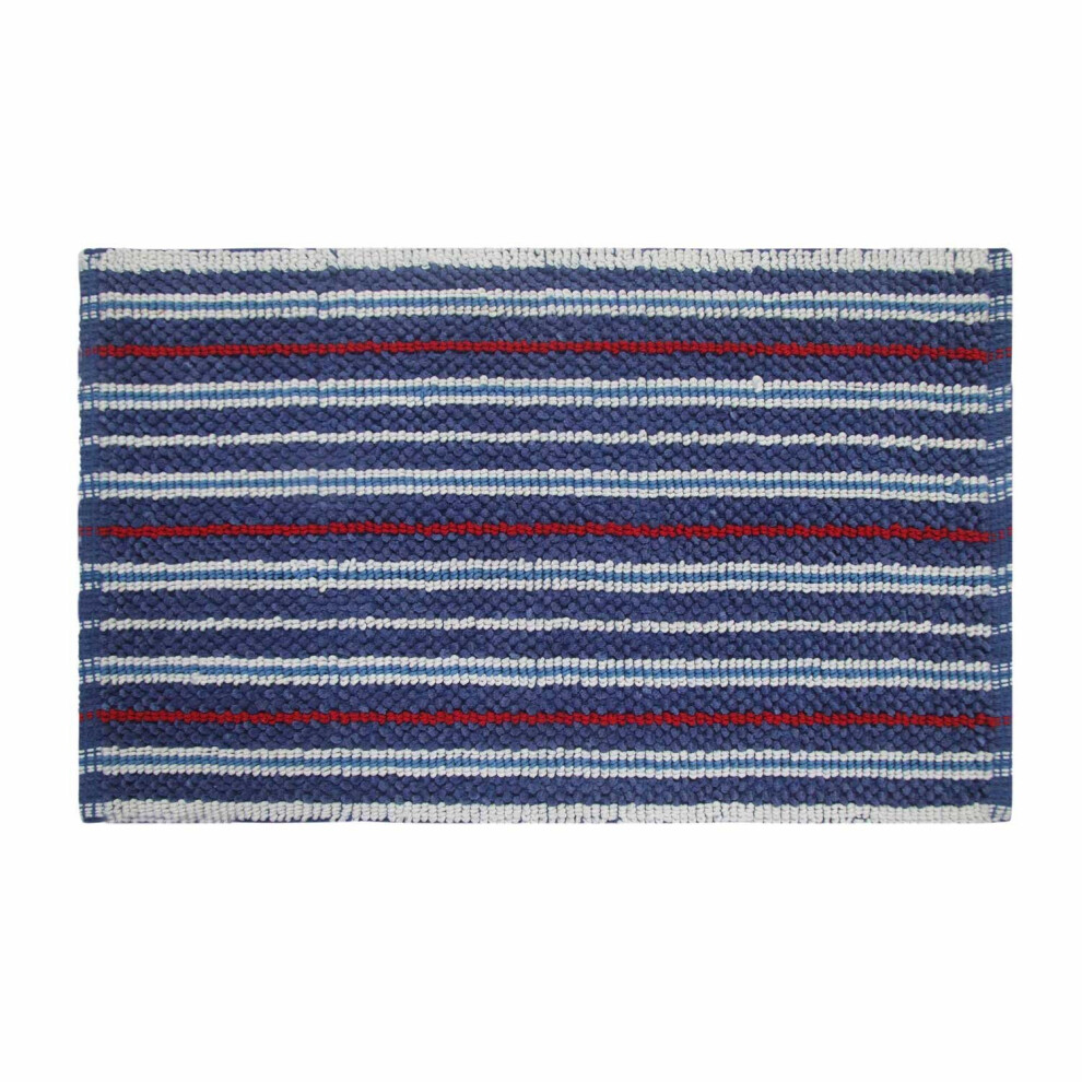 (Bath Mat) Handloomed Striped Cotton Bath Mat