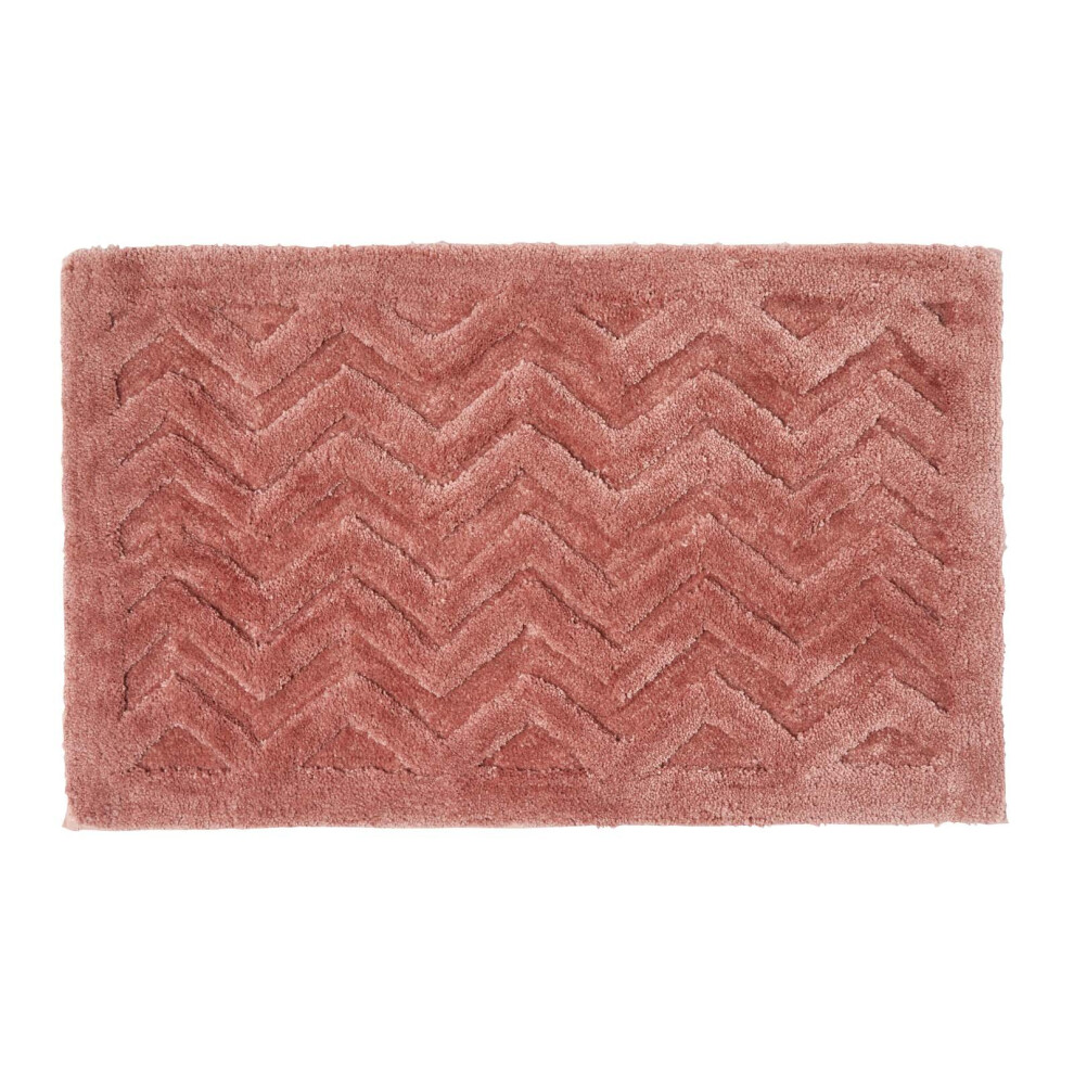 Homescapes (Pink) Chevron Pattern Thick Bathmat Pink