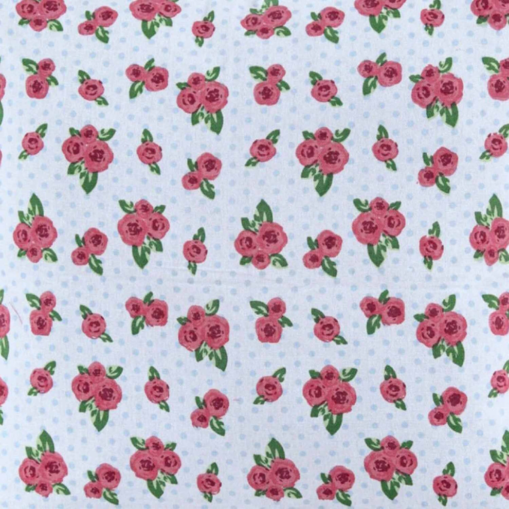 Homescapes Pure Cotton Roses and Dots Fabric 150cm Wide