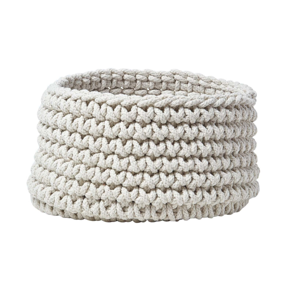 Homescapes (Natural) Cotton Knitted Round Storage Basket, 37 X 21 Cm