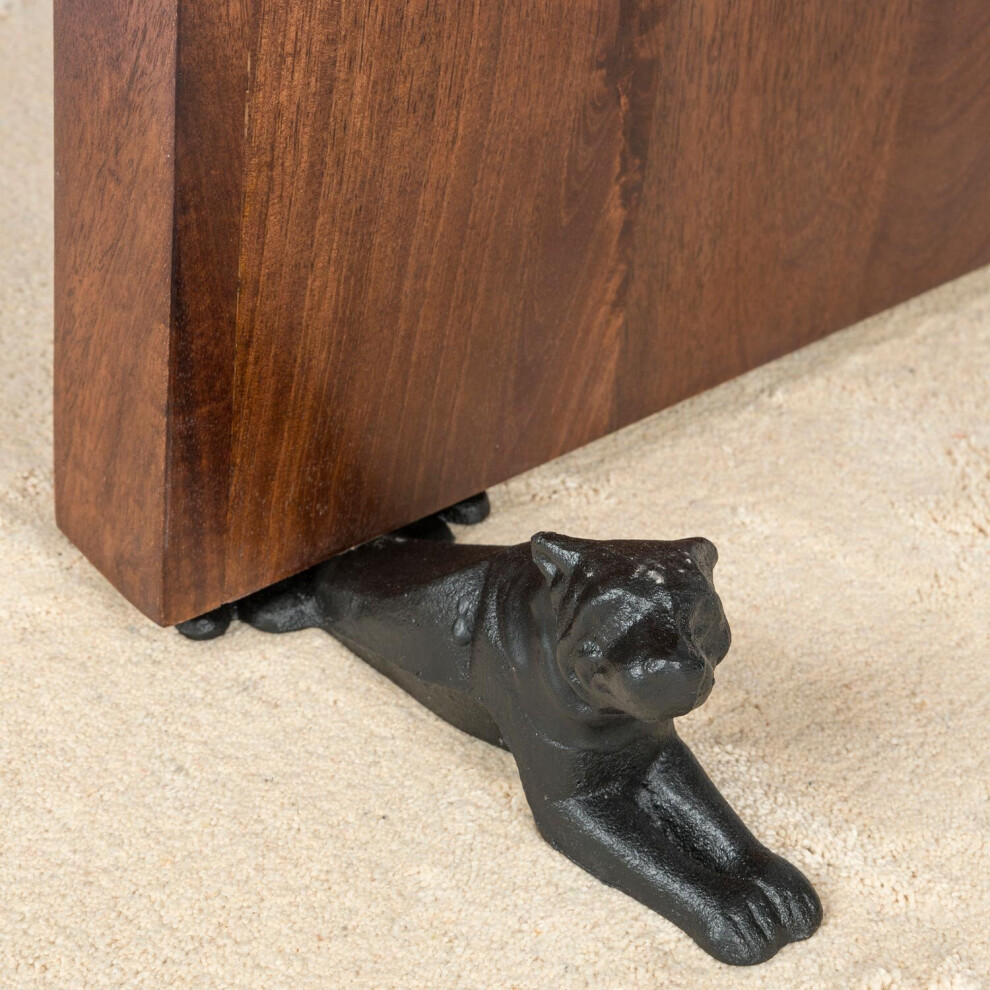 Homescapes Heavyweight Cast Iron Dog Door Stop Black