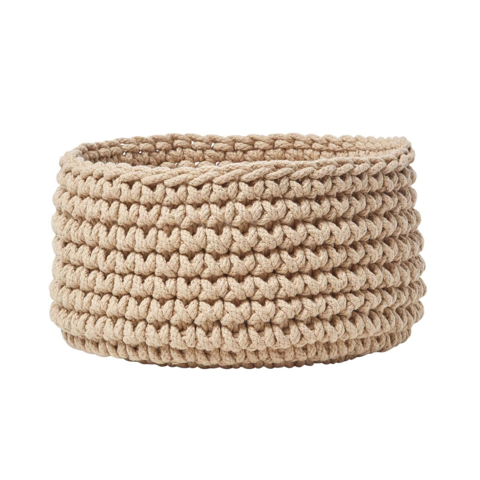 Homescapes (Linen) Cotton Knitted Round Storage Basket, 37 X 21 Cm