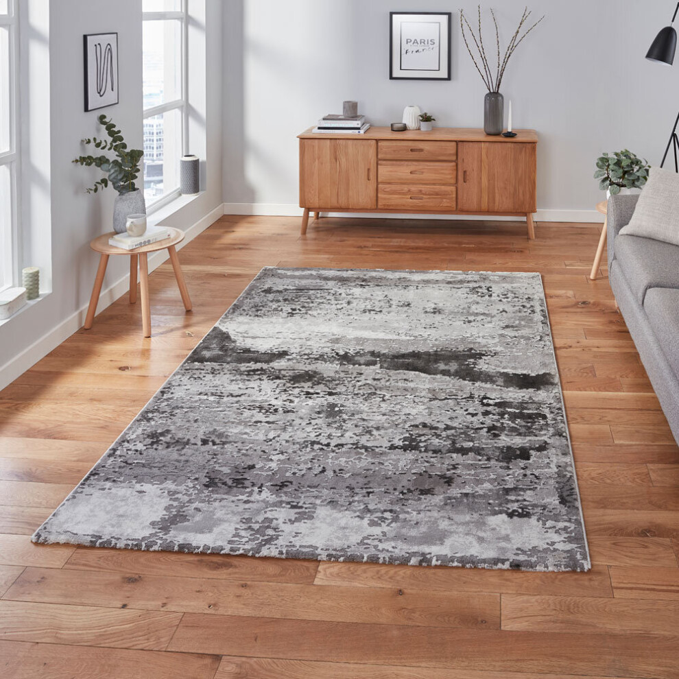 Think Rugs Craft 19788 Abstract Textured Rug, Grey, 200 x 290 Cm