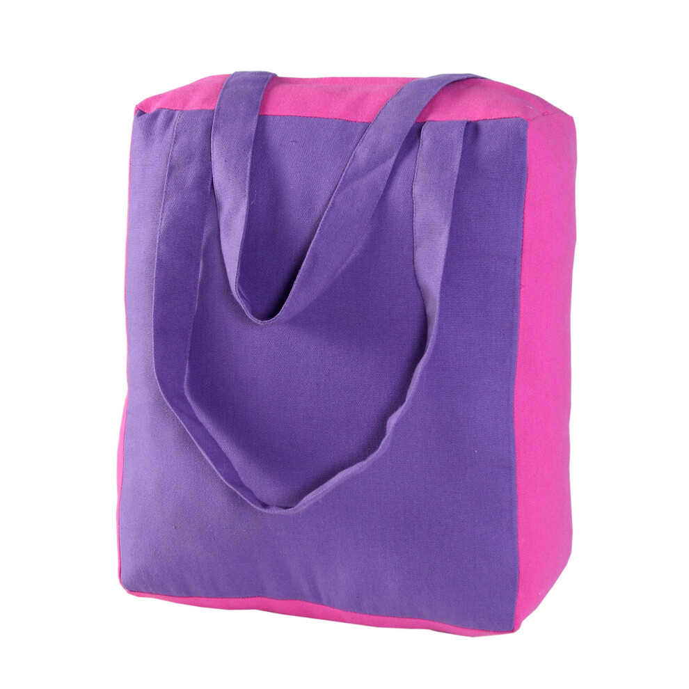 (27 x 32 x 11 cm) Cotton Solid Purple & Pink Design Shopping Bag