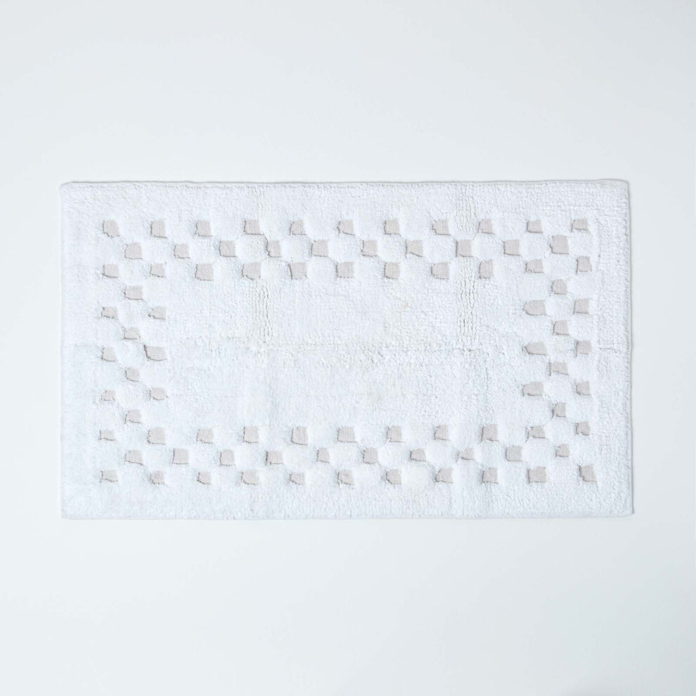 Cotton Check Border Bath Mat