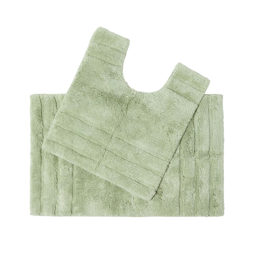 Homescapes (Sage Bath & Pedestal Set) Spa Supreme Luxury Bath Mat Green