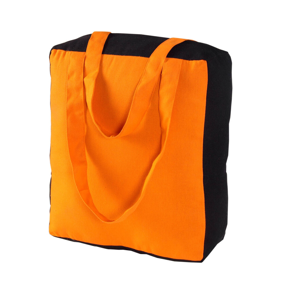 (27 x 32 x 11 cm) Cotton Solid Orange & Black Design Shopping Bag