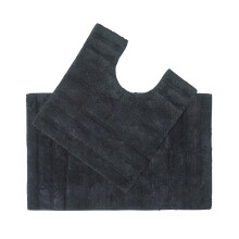 (Black, Bath & Pedestal Set) Spa Supreme Luxury Bath Mat
