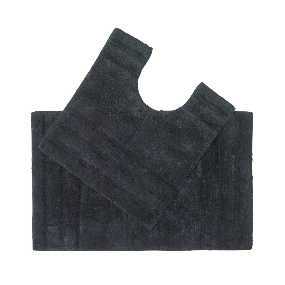 Homescapes (, Bath & Pedestal Set) Spa Supreme Luxury Bath Mat Black