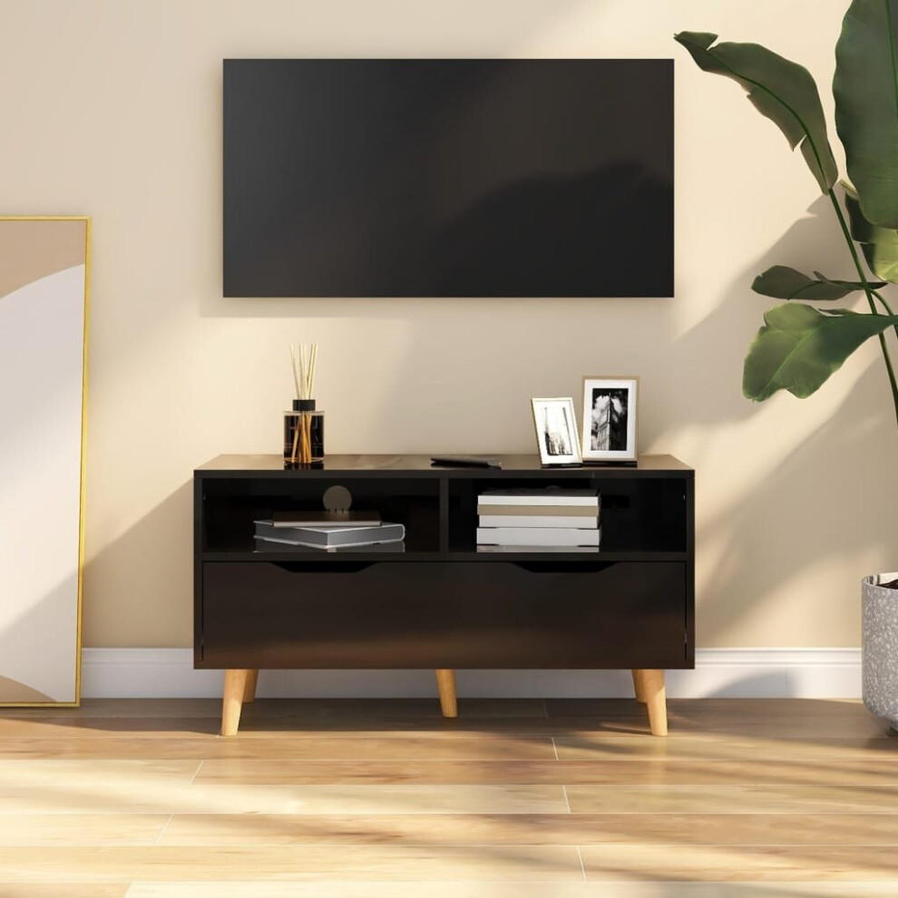Vidaxl Tv Cabinet High Gloss Engineered Wood Tv Stand Media Unit Cabinet Black