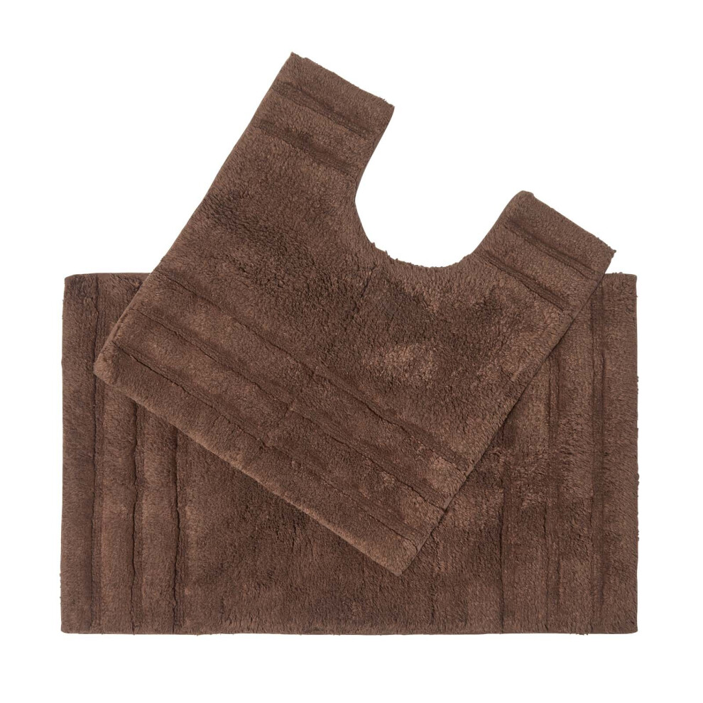 Homescapes (Chocolate, Bath & Pedestal Set) Spa Supreme Luxury Bath Mat Brown
